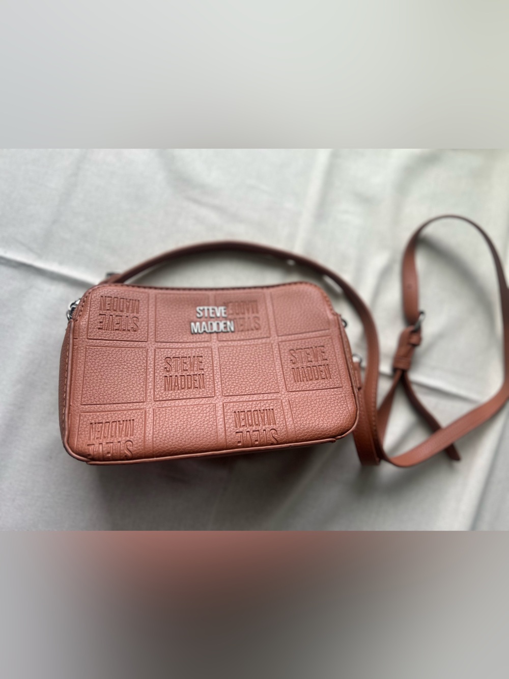Steve Madden Embossed Crossbody Bag in Rust Brown